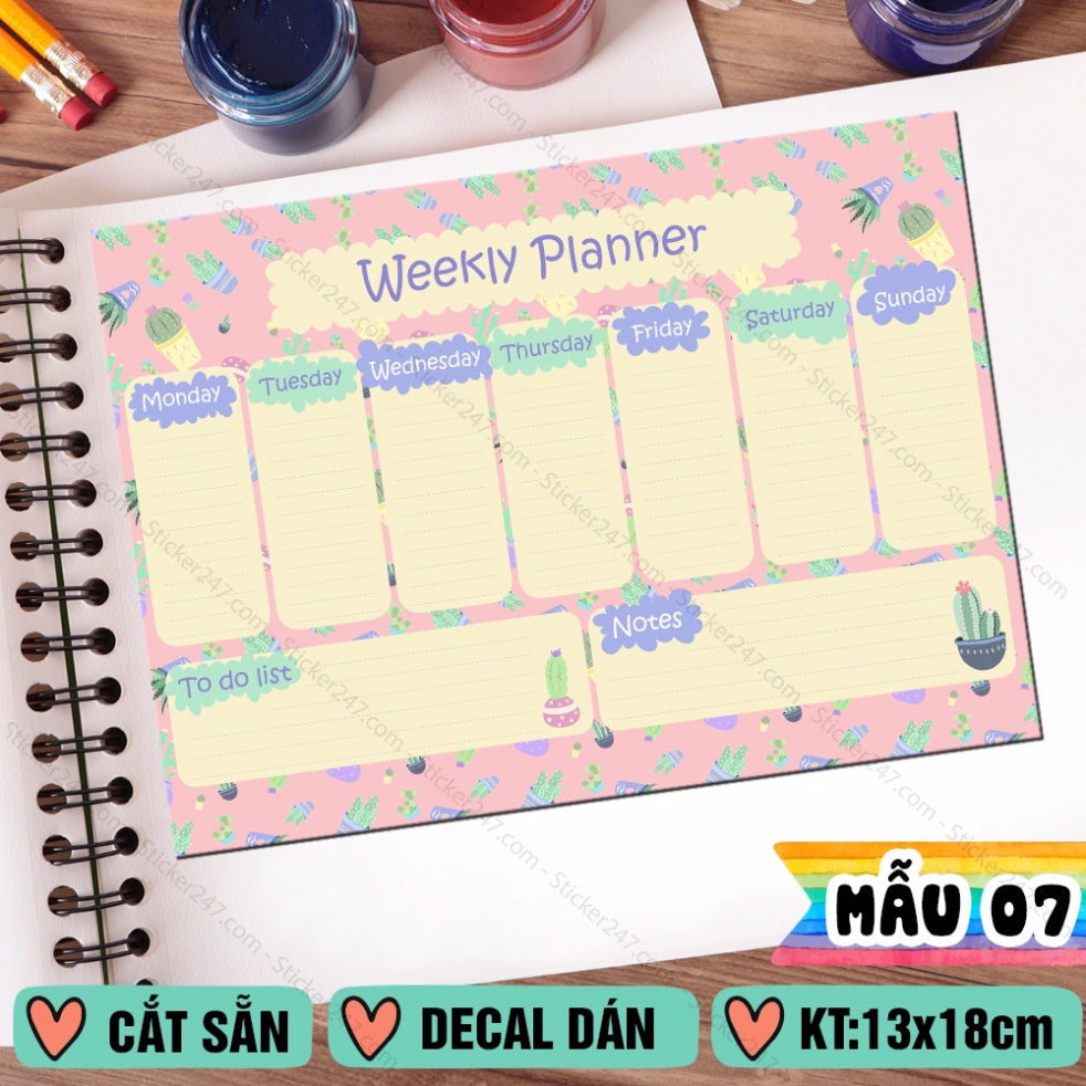 Decal dán Thời Khóa Biểu Timetable 🌈𝑭𝒓𝒆𝒆𝒔𝒉𝒊𝒑 Sticker Dễ Thương Tiện Lợi Ghi Chú Thời Gian Biểu Giấy in