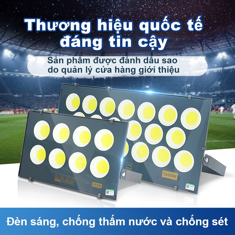 【rẻ vô địch】Đèn Led Pha 500W 400W 300W 200W ngoài trời, Siêu Sáng, Đèn Hắt Sân Vườn IP66 Chống thấm