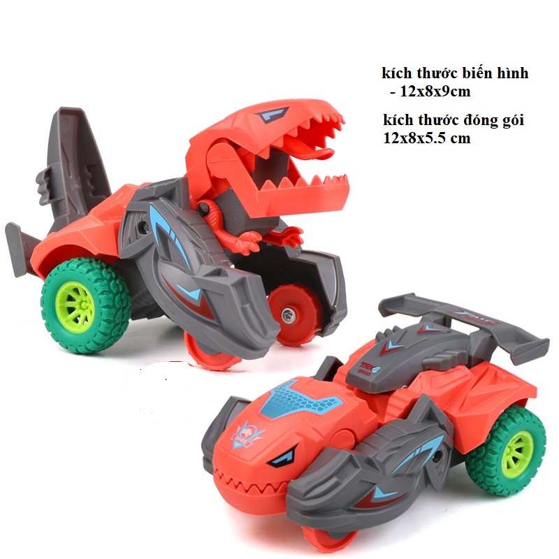 Ô tô Khủng long biến hình đồ chơi quán tính, bánh đà cho bé
