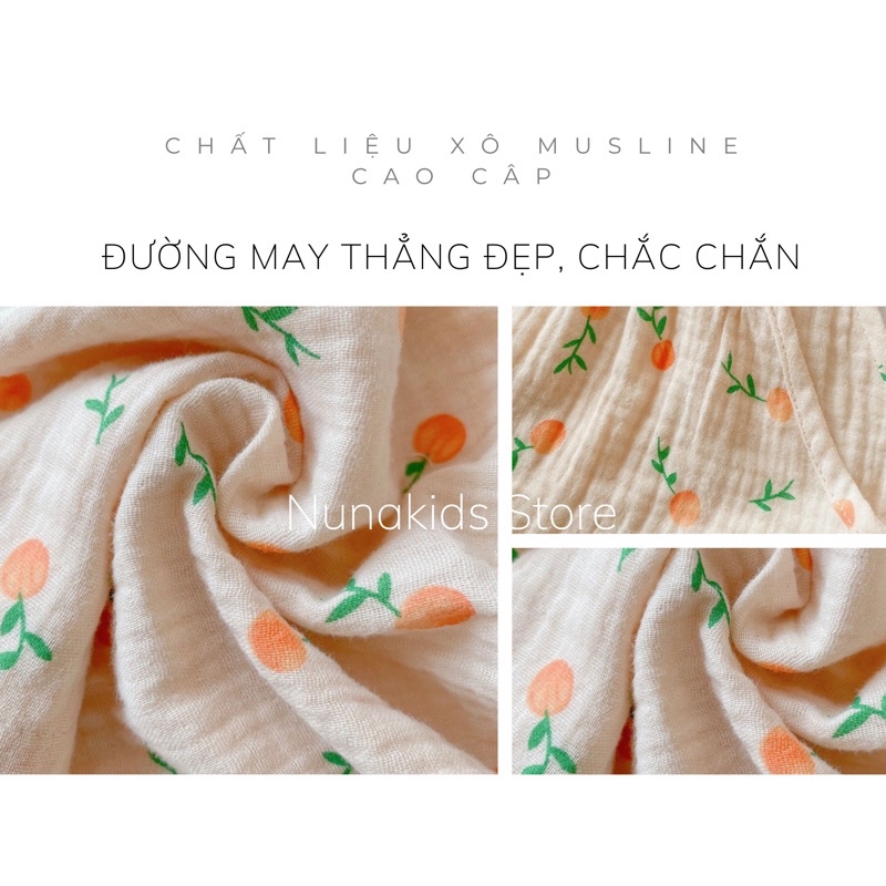 Sale! Bộ hai dây xô Muslin siêu mềm, thoáng mát và thâm hút mồ hôi cho bé gái