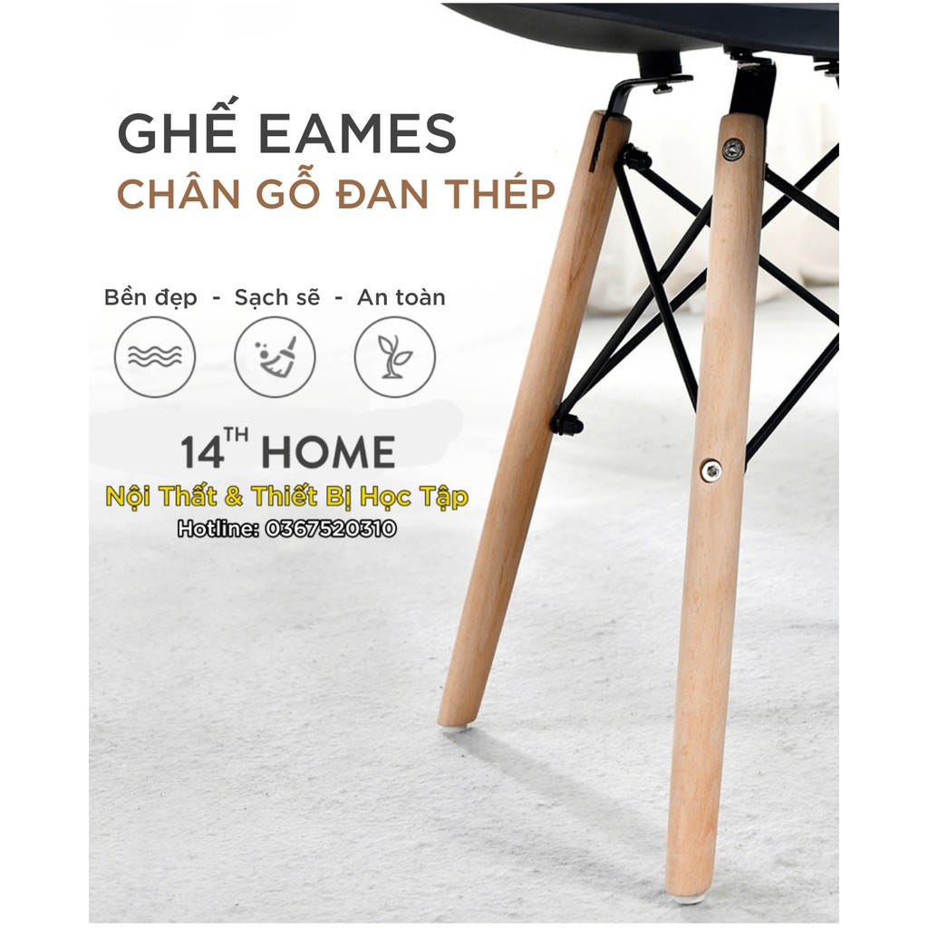 GHẾ EAMES Chân Gỗ Đan Thép (Ghế làm việc, quán cafe, phòng ăn...) Kiểu Hiện Đại Hàn Quốc