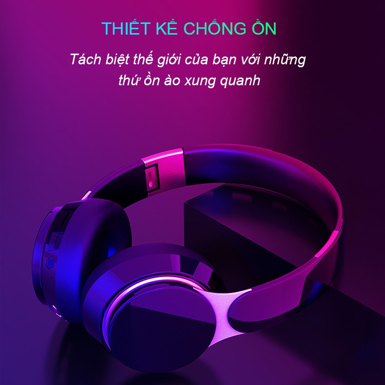 Tai Nghe Chụp Tai Bluetooth Không Dây SIDOTECH S70 Pin Trâu Chống Ồn Chơi Thể Thao Gaming Cho Điện Thoại Android Iphone