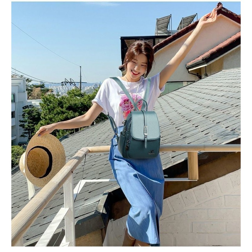 Balo da nữ thời trang kiêm đeo chéo, chất da cao cấp chống thấm nước tốt BMV0290