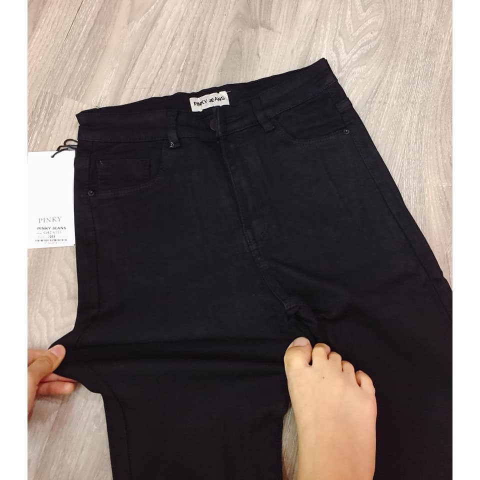[big size]quần bò jeans đen ôm lưng cao size đại cao cấp không phai.