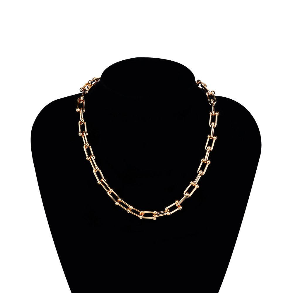 Vòng cổ Dạng Chuỗi Xích Mặt Chữ U Nhiều Màu Phong Cách Punk Thời Trang Cho Nam Và Nữ