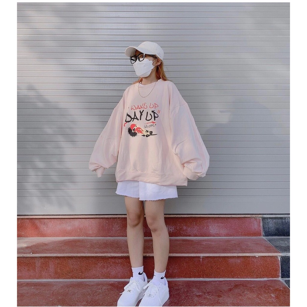 Áo Nỉ Sweater Nữ Form Rộng Tay Bồng Unisex Phong Cách Hàn Quốc  In Chữ DAY UP | BigBuy360 - bigbuy360.vn