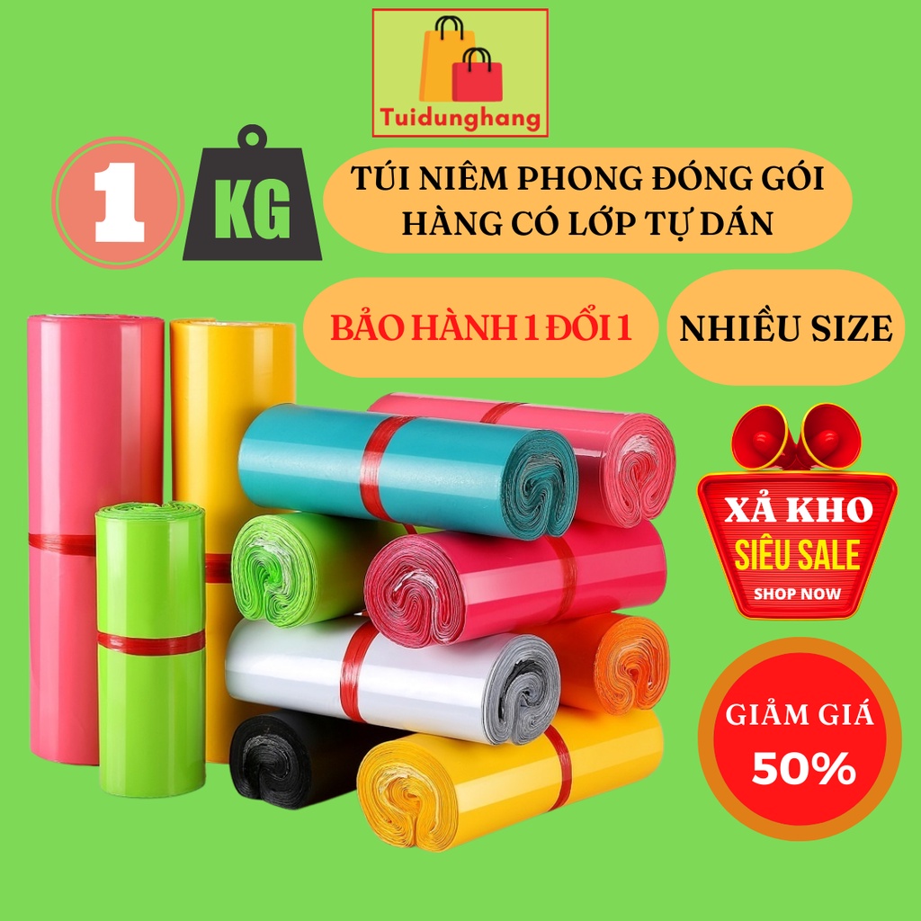 Túi Niêm Phong Đóng Gói Hàng Có Lớp Dán Nhiều Size - Bịch 1 Kg Tuidunghang Đựng Quần Áo Giày Dép Mỹ Phẩm