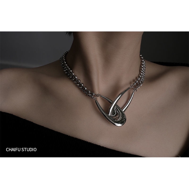 ♣Dây Chuyền Sợi Xích Đôi Phối Khuyên Đôi Phong Cách Hip Hop Thời Trang Chất Lượng Cao 2021