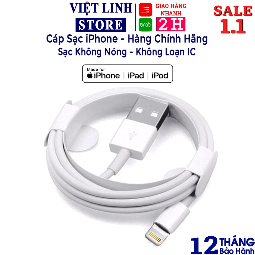 Dây cáp sạc IP chip 8ic xịn, sạc,ko nóng máy,ko loạn cảm ứng dành cho đời cao IP 6,7,8,X,11/11 pro