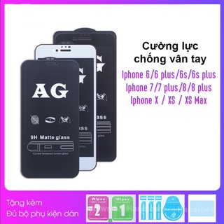  KÍNH CƯỜNG LỰC CHỐNG BÁM VÂN TAY AG FULL MÀN IPHONE 7 7plus 8 8plus X Xs MaX
