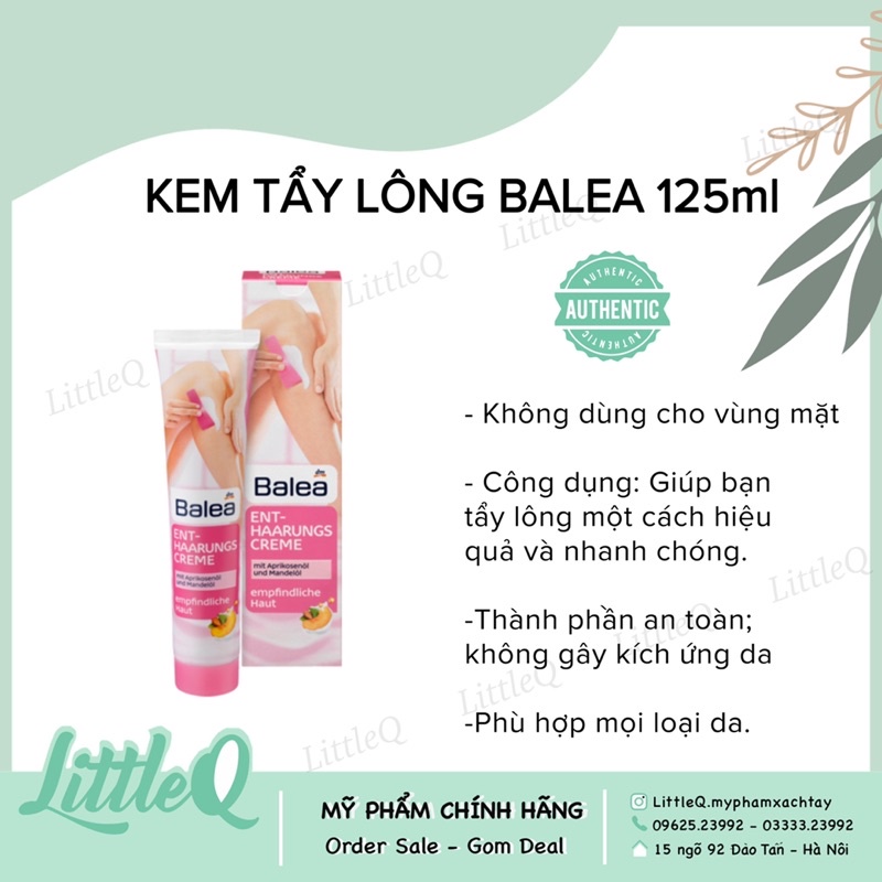 [có che tên] KEM TẨY LÔNG BALEA HÀNG ĐỨC 125ML - Hàng chính hãng an toàn cho mọi loại da