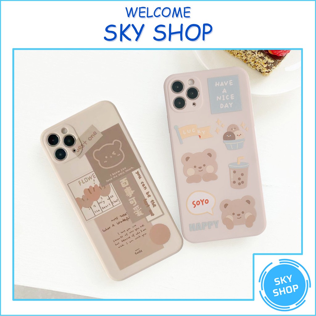 Ốp lưng iphone cạnh vuông Gấu Soyo và Gấu Best One 6/6plus/6s/6splus/7/7plus/8/8plus/x/xr/xs/11/12/pro/max/plus/promax