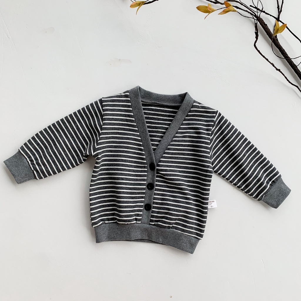 Áo Khoác Cardigan Mỏng Tay Dài Họa Tiết Kẻ Sọc Thời Trang Cho Trẻ Em