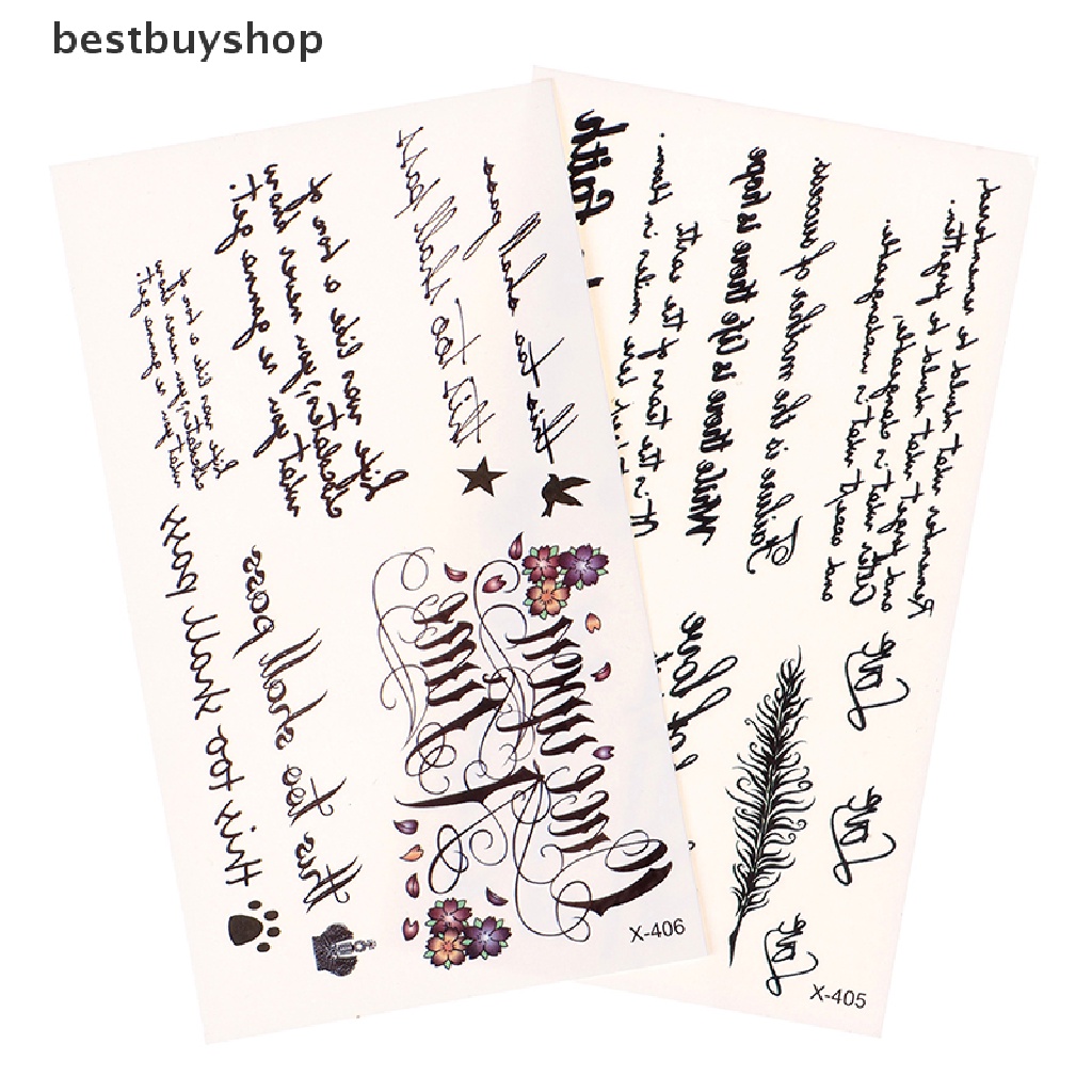Miếng dán hình xăm dán tạm thời chống nước hình chữ tiếng anh cho nam và nữ