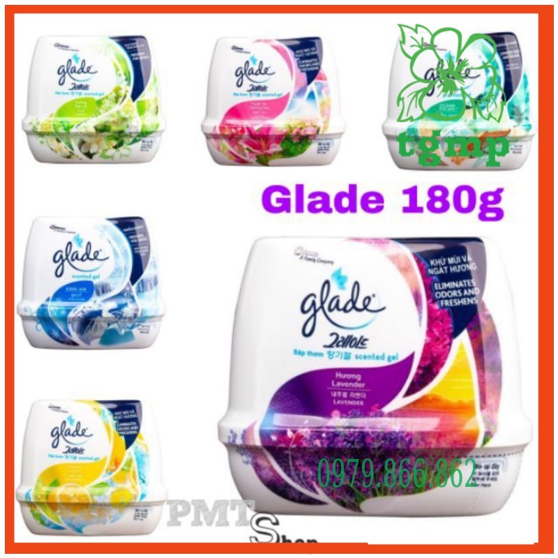 Sáp Thơm GLADE 180g Lavender, Chanh, Lài, Tuyệt tác hương hoa, Sớm mai, Biển, Tươi mát