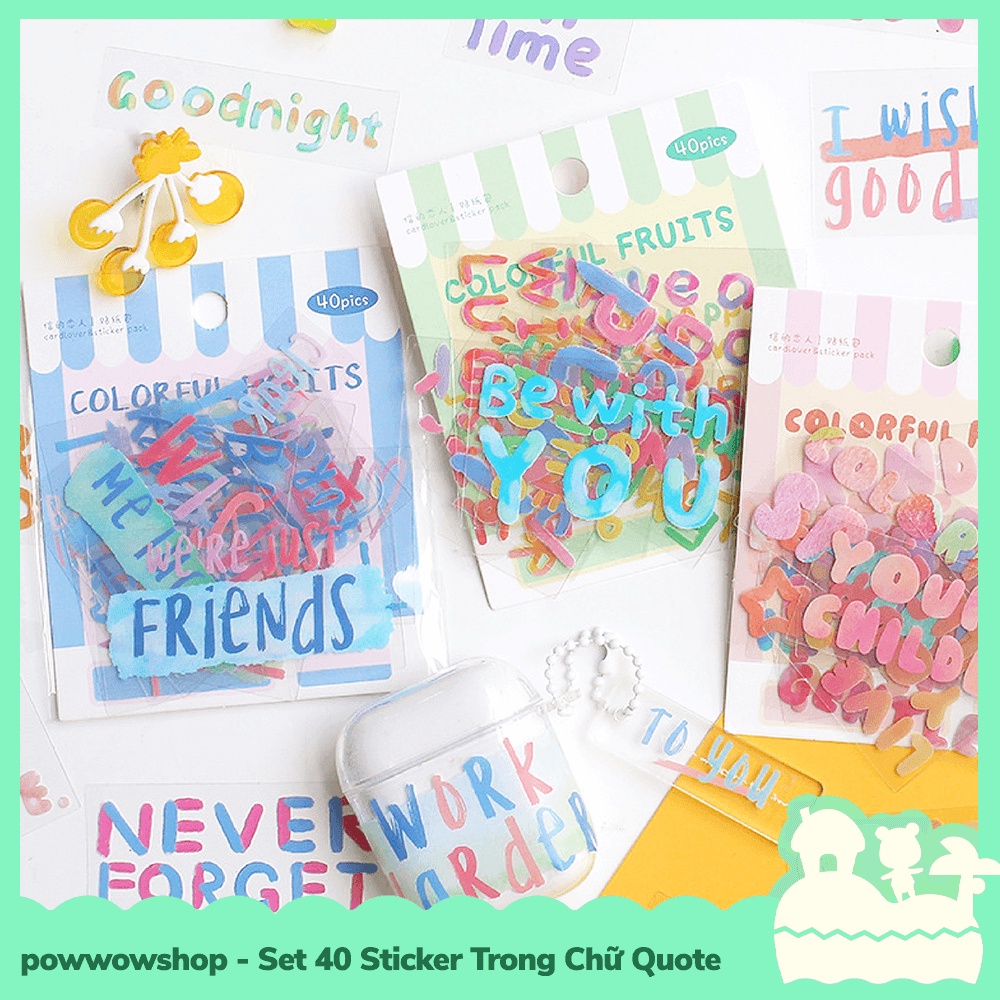 [Sẵn VN - Hỏa Tốc] Bộ 40 Sticker Decal Trong Dán Trang Trí Vật Dụng Chữ Câu Quote Hay Nhiều Mẫu