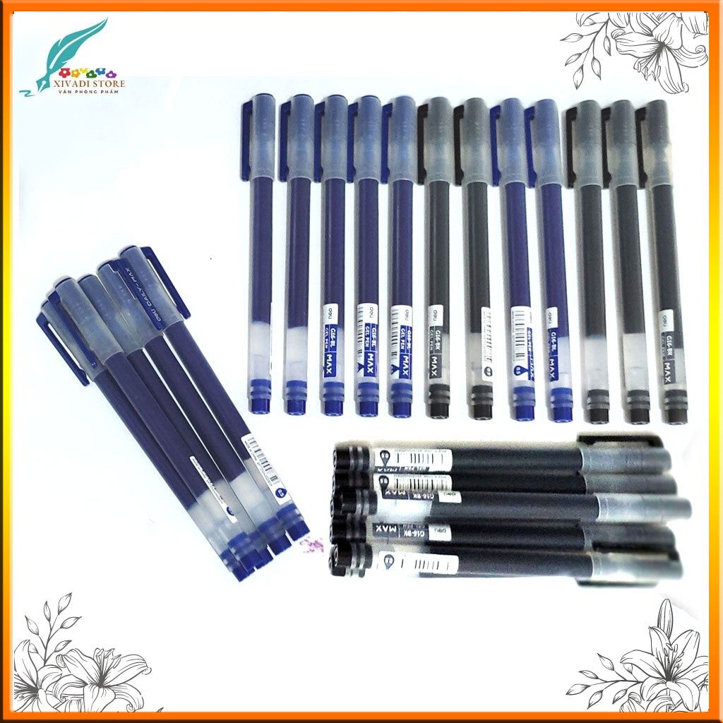 Bút bi nước Deli - Bút gel đen, xanh ngòi 0,5 mm có đầu gài viết mực ra đều, trơn ,nhanh khô, lâu hết –Mã G16 BK
