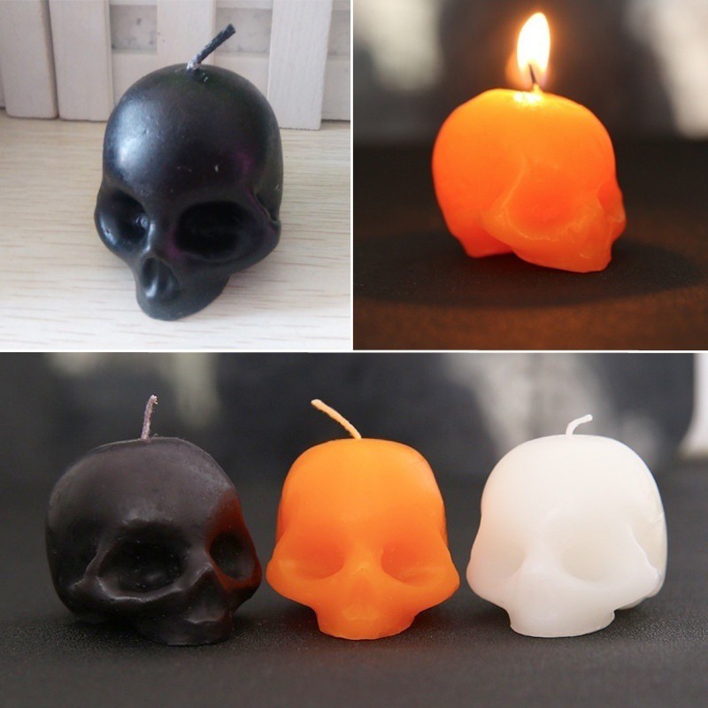 1 nến handmade hình đầu lâu trang trí Halloween