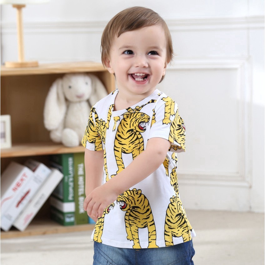 Áo cho bé trai T Shirt bông Tops Tiger Printing Kids Shirt