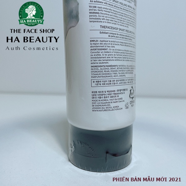 Tẩy tế bào chết da mặt The Face Shop Hà Beauty ngọc trai Hàn Quốc Smart Peeling White Jewel 120ml dưỡng trắng da