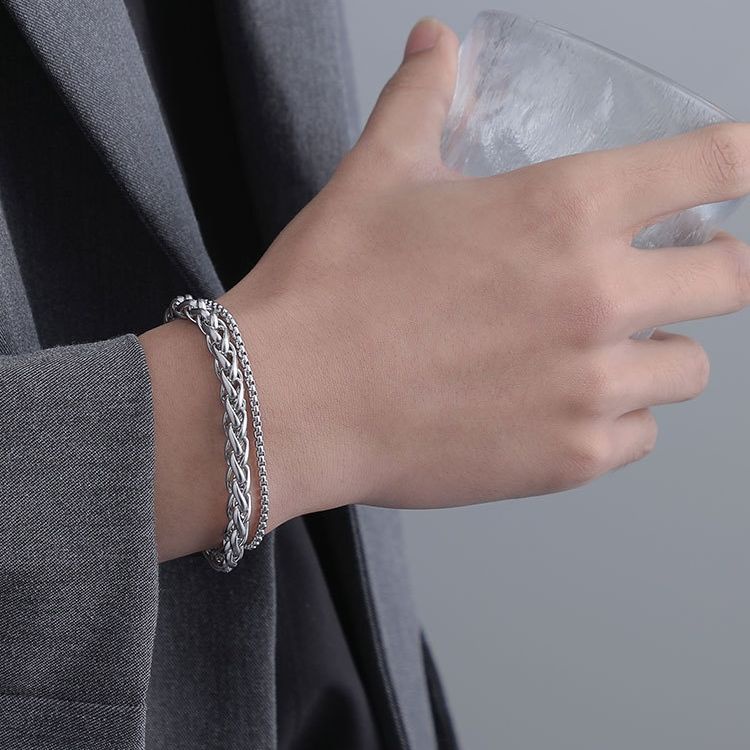 Lắc tay titan nam nữ phong cách Unisex cá tính mắt xích thời trang