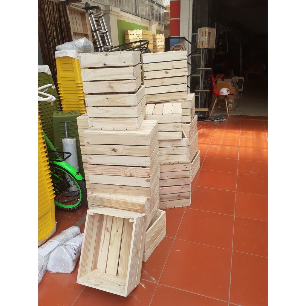 Hộp gỗ Pallet thông 35 x 45 x s20 - Mầu 5, box gỗ thông decor