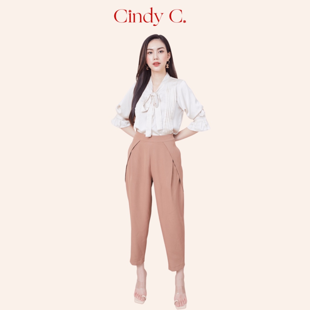 Áo ngắn tay Fergus CINDY C chất liệu Silk thiết kế thanh lịch nữ tính 627