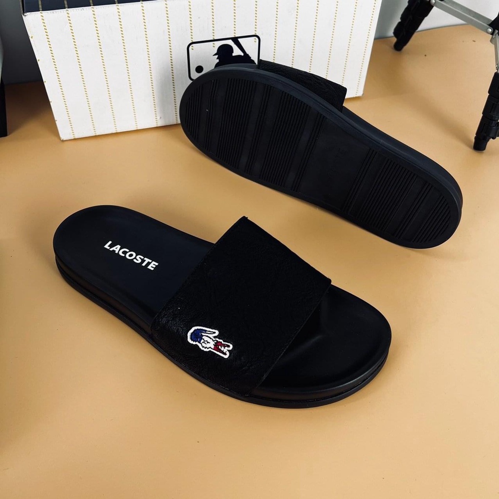 Dép Lacoste bản đế cao su non đẹp huyền thoại , dép quai ngang unisex nam nữ quai da cao cấp 2022 bao đi nước