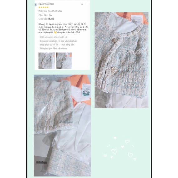 Set dạ Tweed 3 món chân váy A- áo trắng thắt nơ- áo khoác dạ- Ảnh thật- H Clothes shop