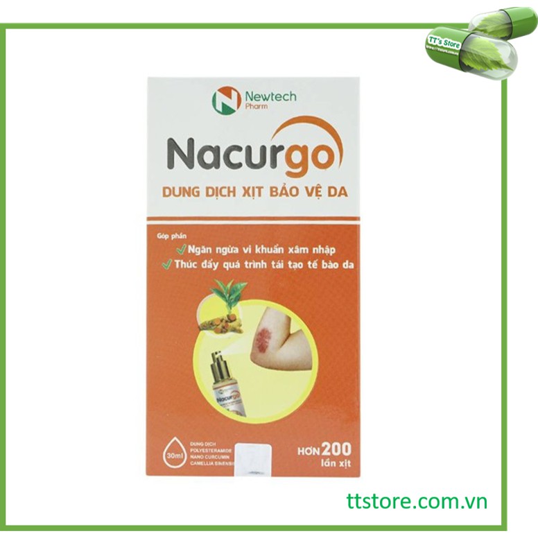 NACURGO dạng xịt - Làm lành vết thương, dung dịch rửa vết thương - Nano curcumin/ nacugo