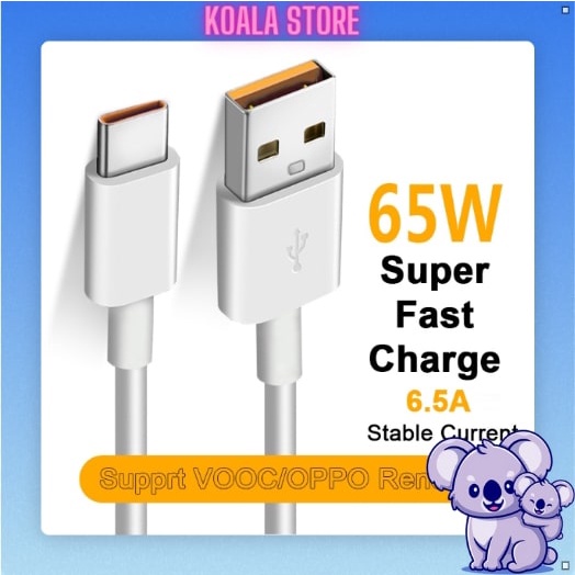 Dây Sạc Type C 65w 6.5A, Cáp Sạc Type C VOOC Dành Cho Oppo Realme X 5 6 X50 X3 X5 Pro X50T V5 C3