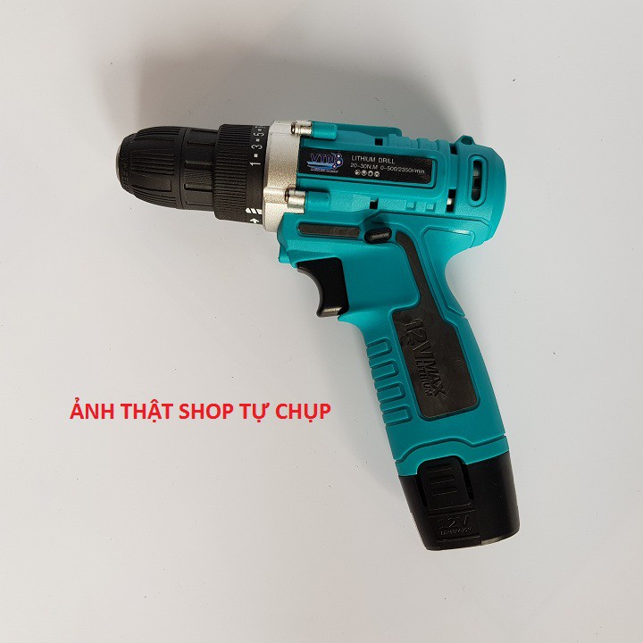 Máy Khoan Pin 12V Có 2 Tốc Độ, Có 2 Chiều Kiêm Vặn Vít Không Dây -Tặng Tuýp &amp; Đầu Tô Vít Bảo Hành 6 Tháng