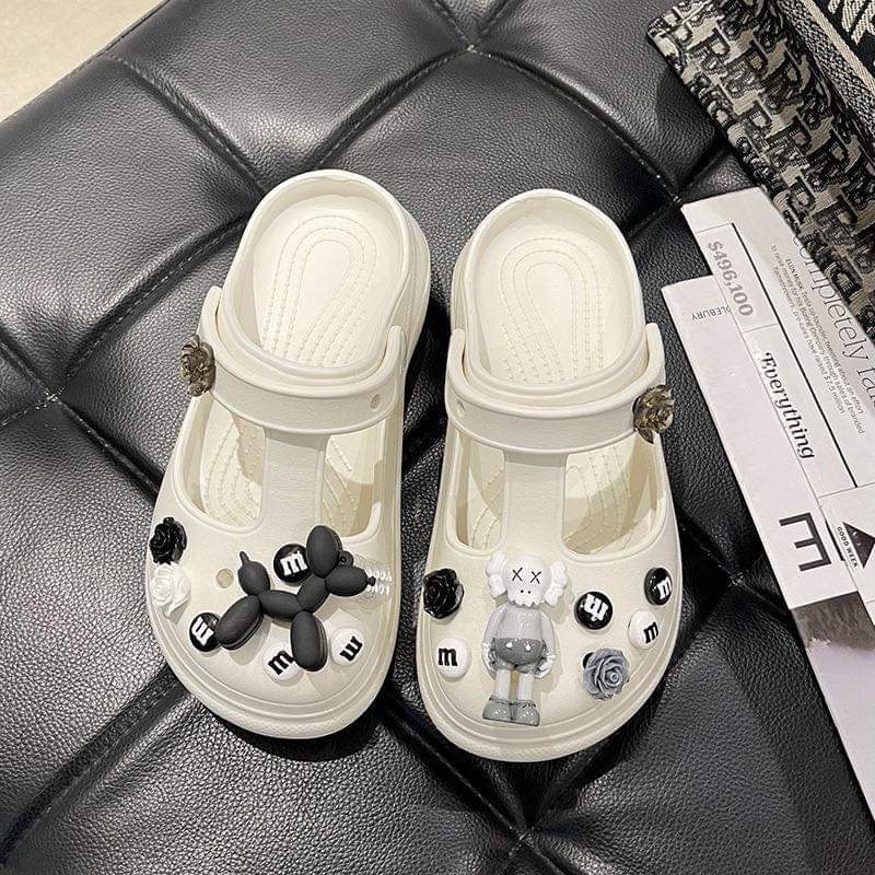 [ Tặng 17 sticker như ảnh ] Dép cross Sandal Đế Dày Siêu Nhẹ, Tặng kèm bộ hình gắn Kaws 3D  , hàng loại 1 , freeship