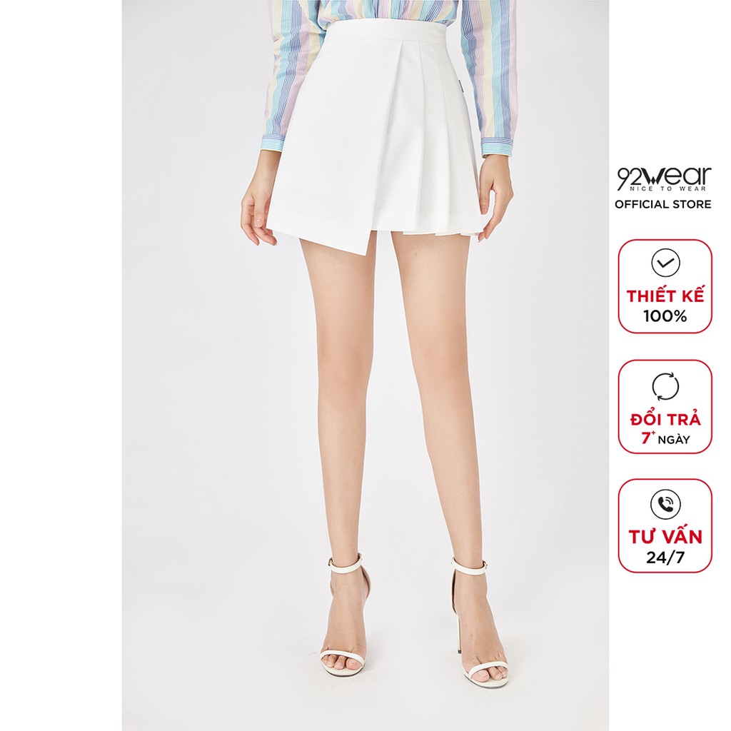 Chân váy ngắn xếp ly 1 bên 92WEAR JBW1165 | BigBuy360 - bigbuy360.vn