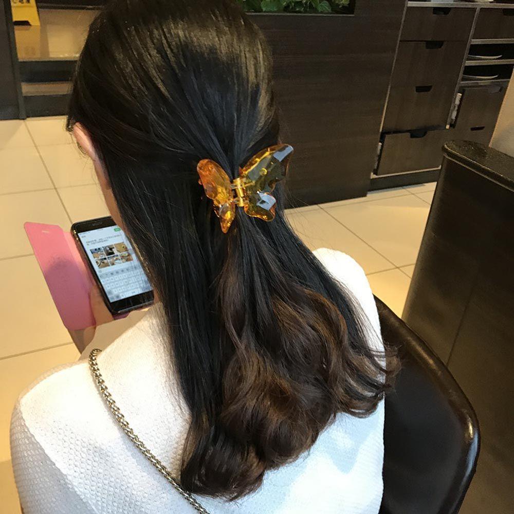 Kẹp Tóc Bướm / Cua Bằng Nhựa Trong Suốt Phong Cách Vintage VANES1 Dành Cho Bạn Nữ
