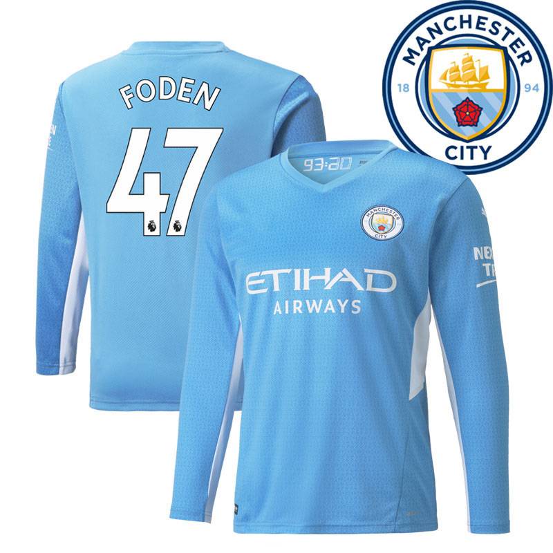 21 / 22 Manchester City Fc. Áo Thun Thể Thao Tay Dài De Bruyne Bernardo Grealish Foden