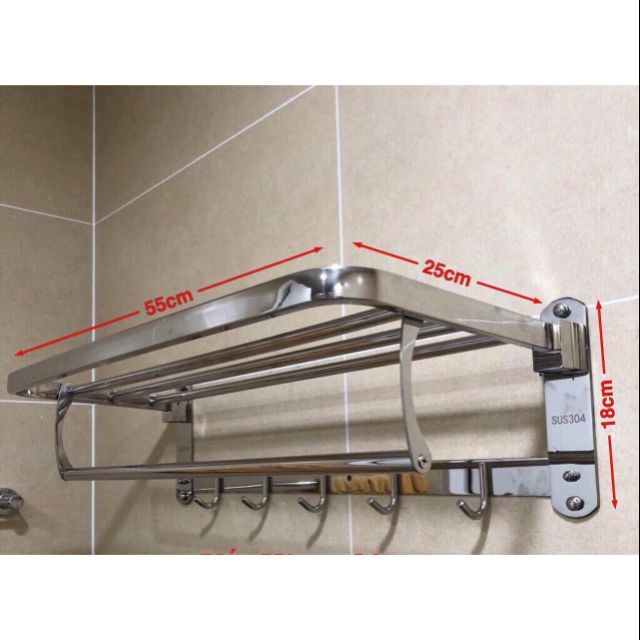 Máng khăn, dàn vắt khăn đa năng, móc áo Inox SUS 304 nhà tắm khách sạn gấp gọn