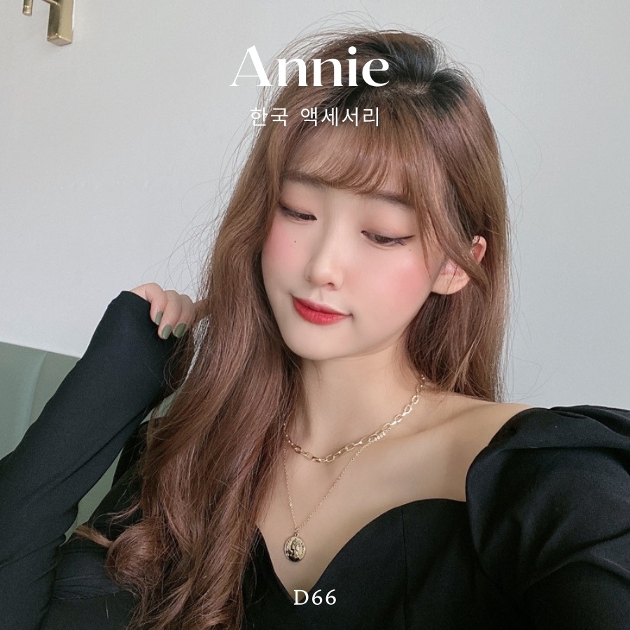 Dây chuyền phối kiểu 2 sợi hình đồng tiền mạ vàng phong cách cổ điển ANNIE - D66