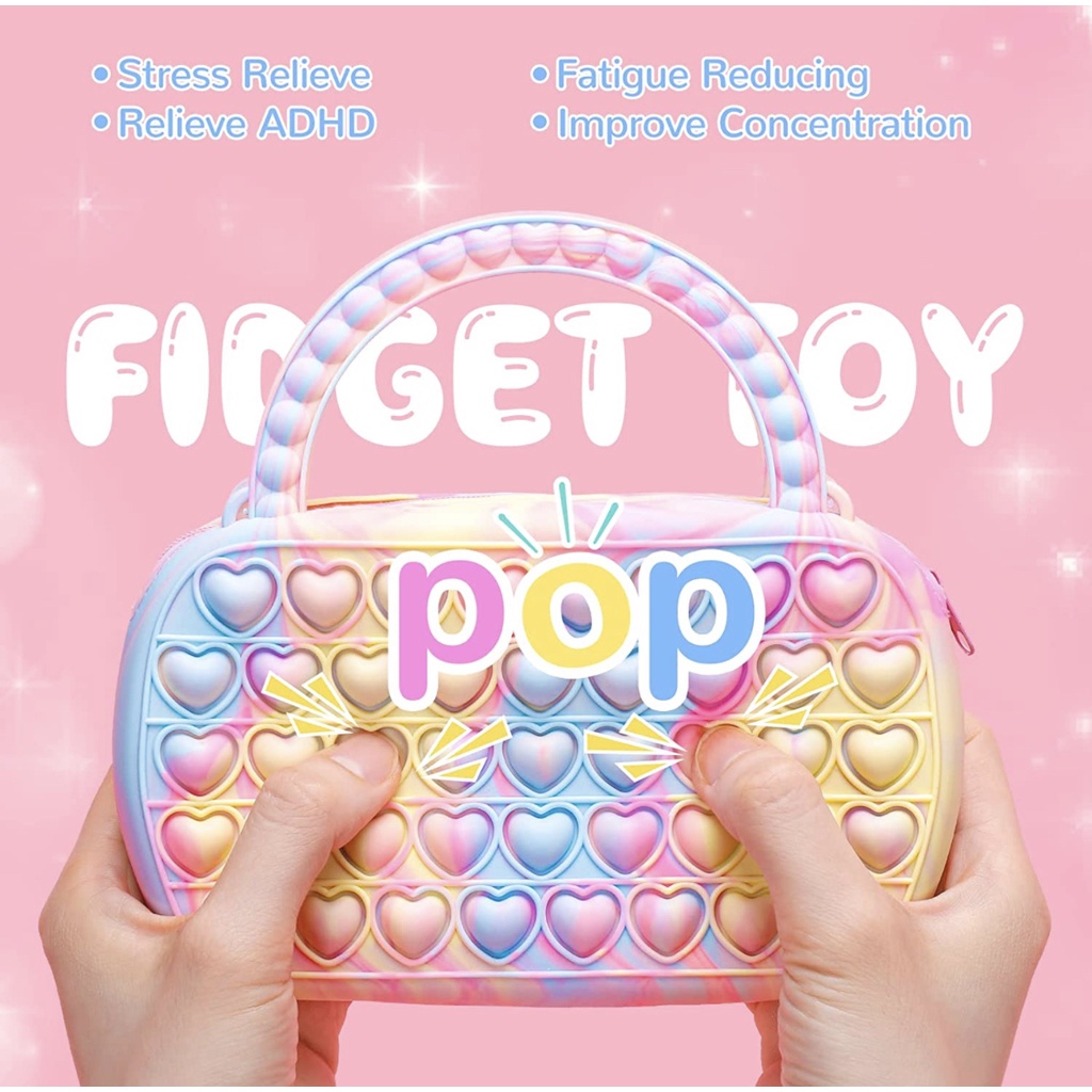 Pop It Túi Đeo Chéo Vai Đồ Chơi Giảm Căng Thẳng Bằng Silicon Bong Bóng Dành Cho Bé Gái