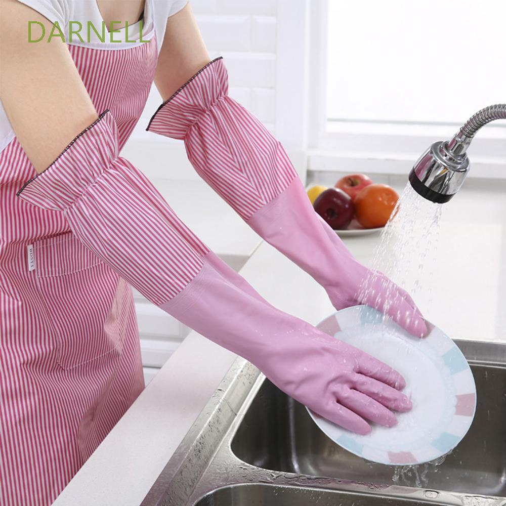 Găng tay rửa chén bằng cao su phối nhung dày giữ ấm chống nước nhiều màu lựa chọn