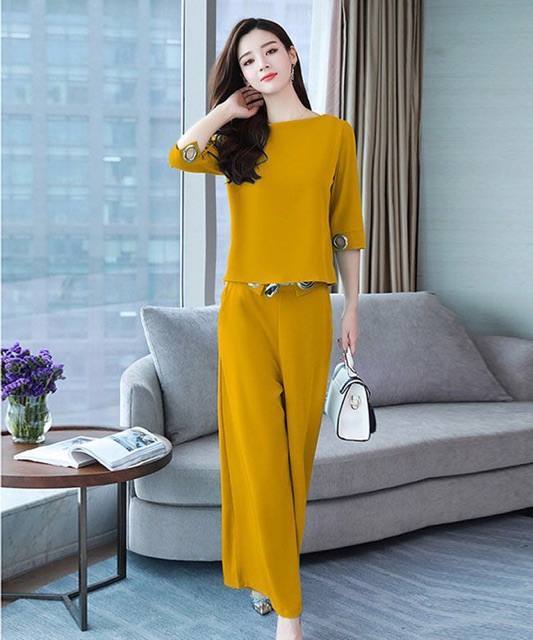 Set bộ thời trang cao cấp size M L Xl ( set áo kèm quần cột eo hàng bao đẹp)