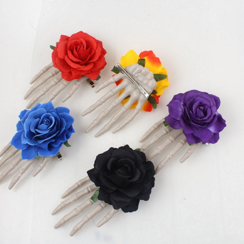 Kẹp Tóc Hình Bàn Tay Đầu Lâu Hoa Goth