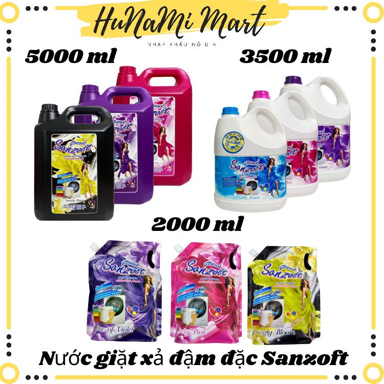 Nước Giặt Xả Đậm Đặc Sanzoft 1,8L, 3.5L, 5L 6in1 Thái Lan