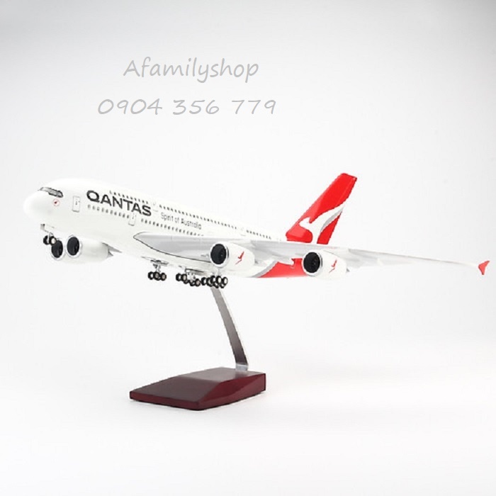 Mô hình máy bay Qantas Airbus A380 47cm có bánh xe và đèn led