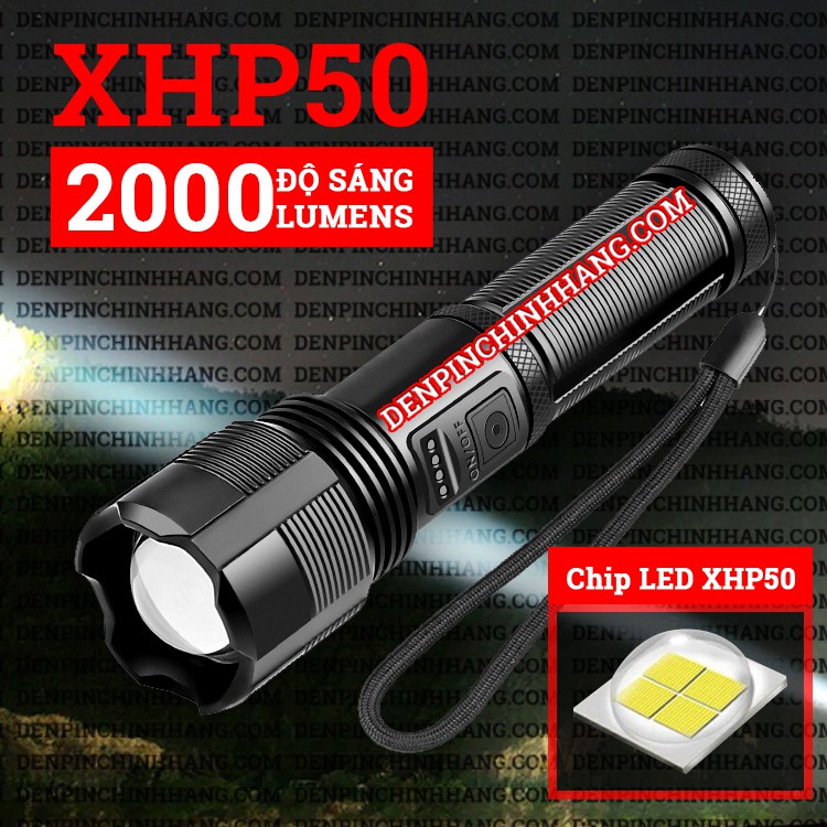 Đèn pin siêu sáng XH P50 A COB mới cực mạnh mới 2024