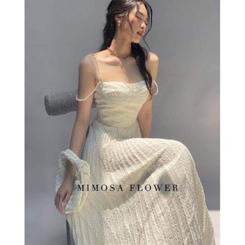 Đầm maxi 2 dây dập ly, siêu hot, phom ôm eo xoè nhẹ, có size SML