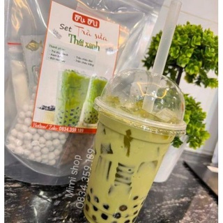 Set trà sữa thái xanh trân châu tự làm tặng kèm cốc