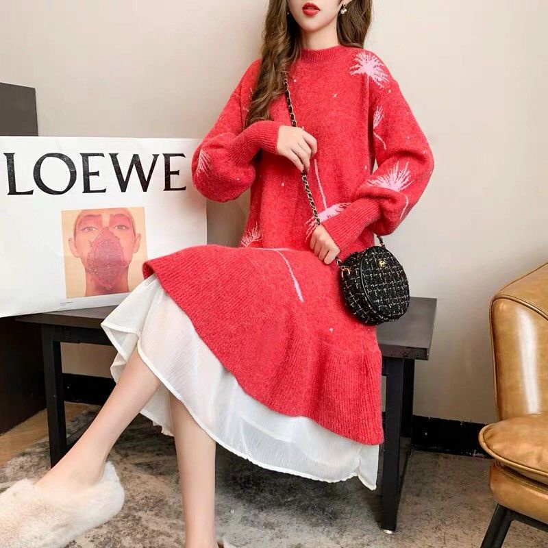 Váy Bầu Đầm Bầu LEN, Váy Len Bầu Thu Đông Dáng Dài Hàng QUẢNG CHÂU CAO CẤP Phong Cách Ulzzang Hàn Quốc