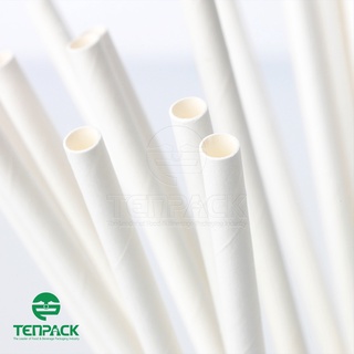 25 Ống hút giấy màu trắng trơn đẹp pi8x20cmx25c