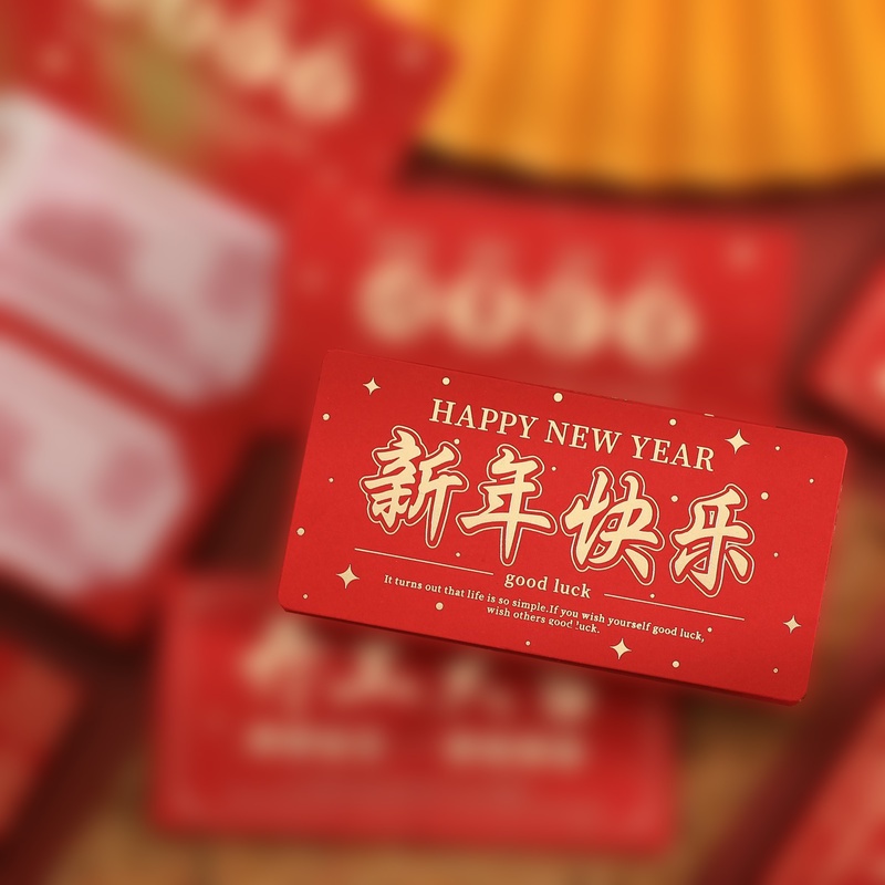 Thiệp chúc mừng năm mới phong cách hồng bao